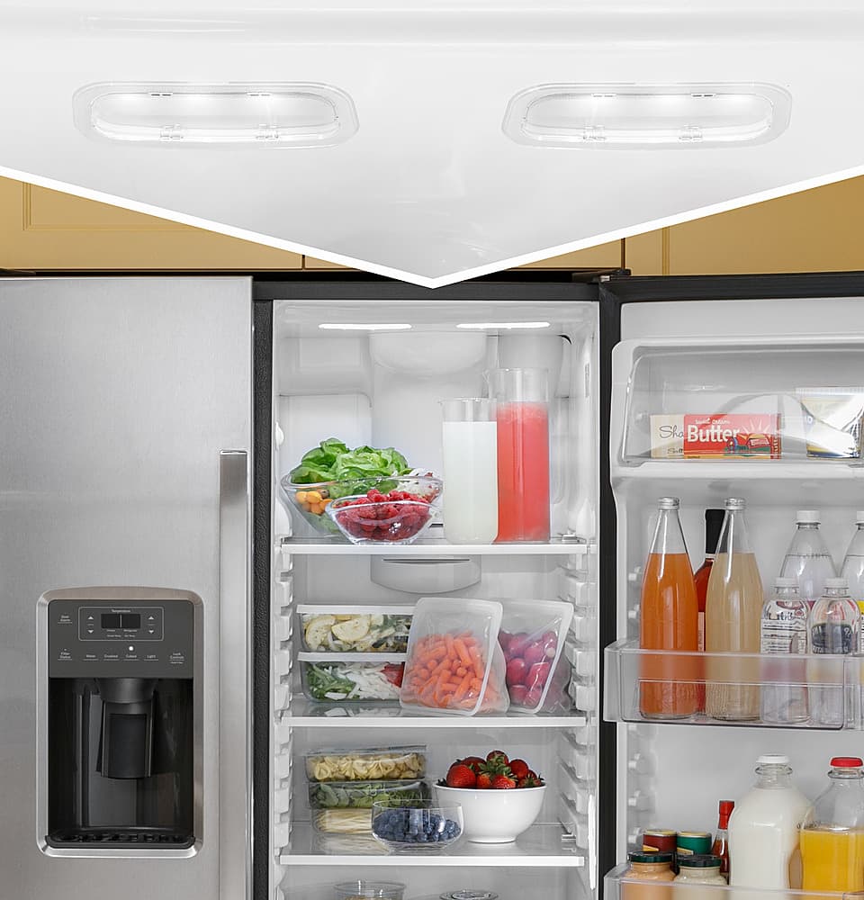 GE - 33 in. Wide 23.2 Cu. Ft. Side-by-Side Refrigerator with External Ice & Water Dispenser - High Gloss Black