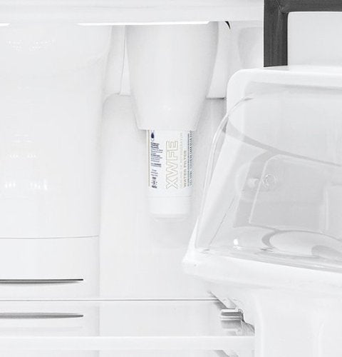 GE - 33 in. Wide 23.2 Cu. Ft. Side-by-Side Refrigerator with External Ice & Water Dispenser - High Gloss Black