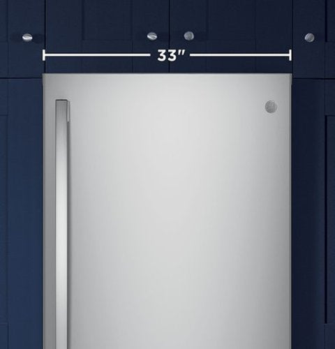 GE - 33 in. Wide 24.8 Cu. Ft. Bottom-Freezer Refrigerator with Sliding Snack Drawer - Stainless Steel