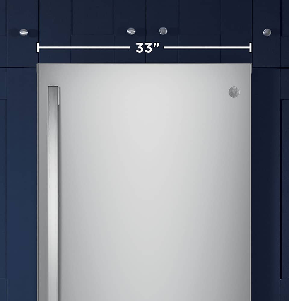 GE - 33 in. Wide 24.8 Cu. Ft. Bottom-Freezer Refrigerator with Sliding Snack Drawer - Stainless Steel