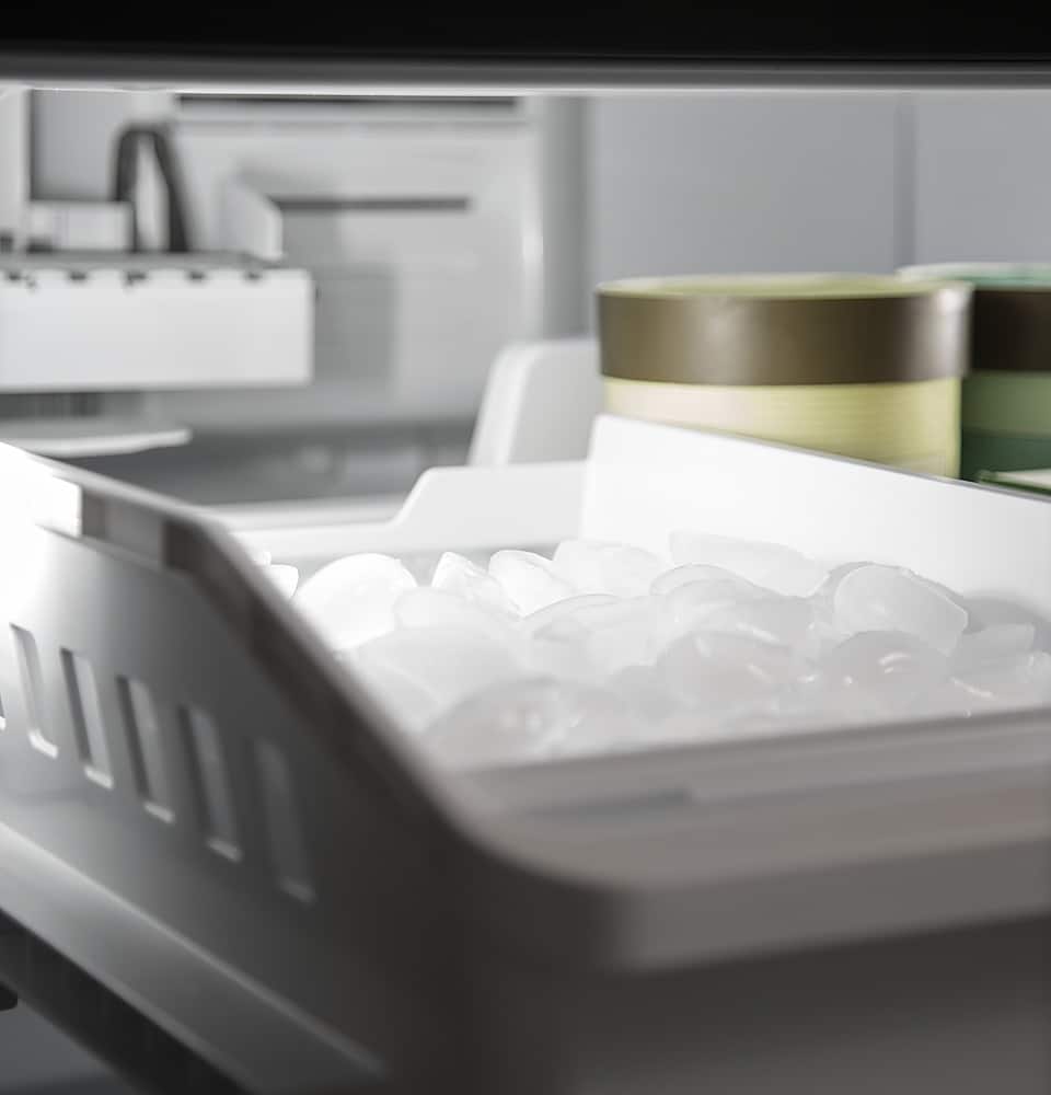 GE - 33 in. Wide 24.8 Cu. Ft. Bottom-Freezer Refrigerator with Sliding Snack Drawer - Stainless Steel
