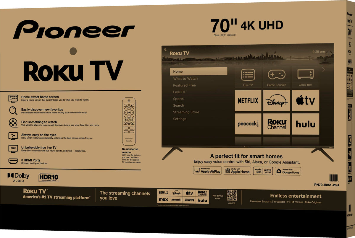 Pioneer - 70" Class LED 4K UHD Smart Roku TV