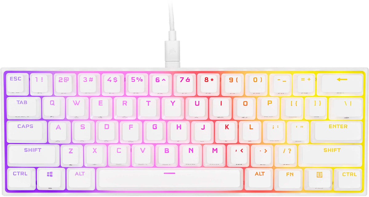 CORSAIR - K65 RGB Mini Wired 60% Mechanical Cherry MX SPEED Linear Switch Gaming Keyboard with PBT Double-Shot Keycaps - White