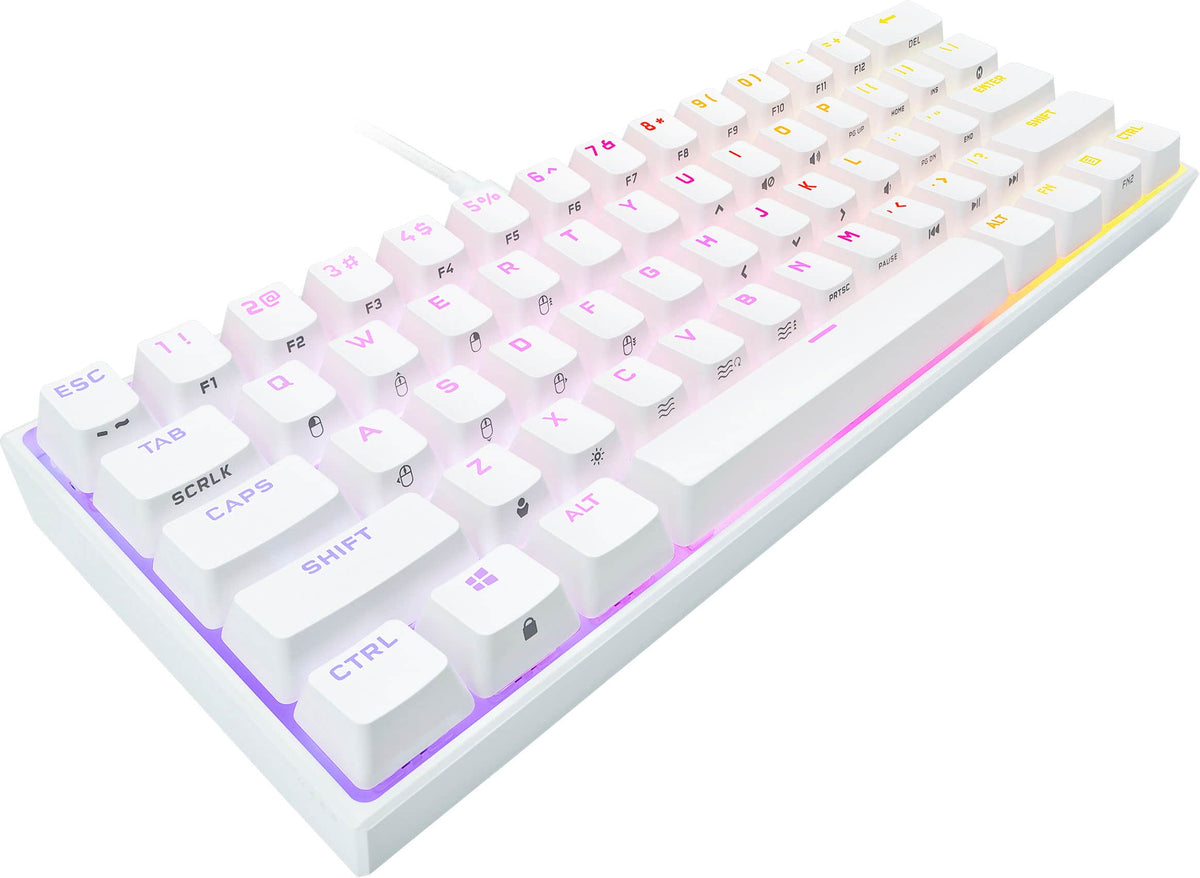 CORSAIR - K65 RGB Mini Wired 60% Mechanical Cherry MX SPEED Linear Switch Gaming Keyboard with PBT Double-Shot Keycaps - White