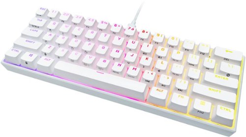 CORSAIR - K65 RGB Mini Wired 60% Mechanical Cherry MX SPEED Linear Switch Gaming Keyboard with PBT Double-Shot Keycaps - White