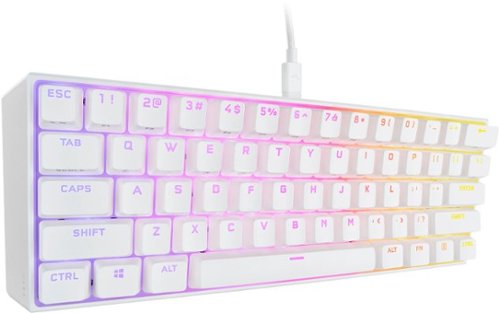 CORSAIR - K65 RGB Mini Wired 60% Mechanical Cherry MX SPEED Linear Switch Gaming Keyboard with PBT Double-Shot Keycaps - White