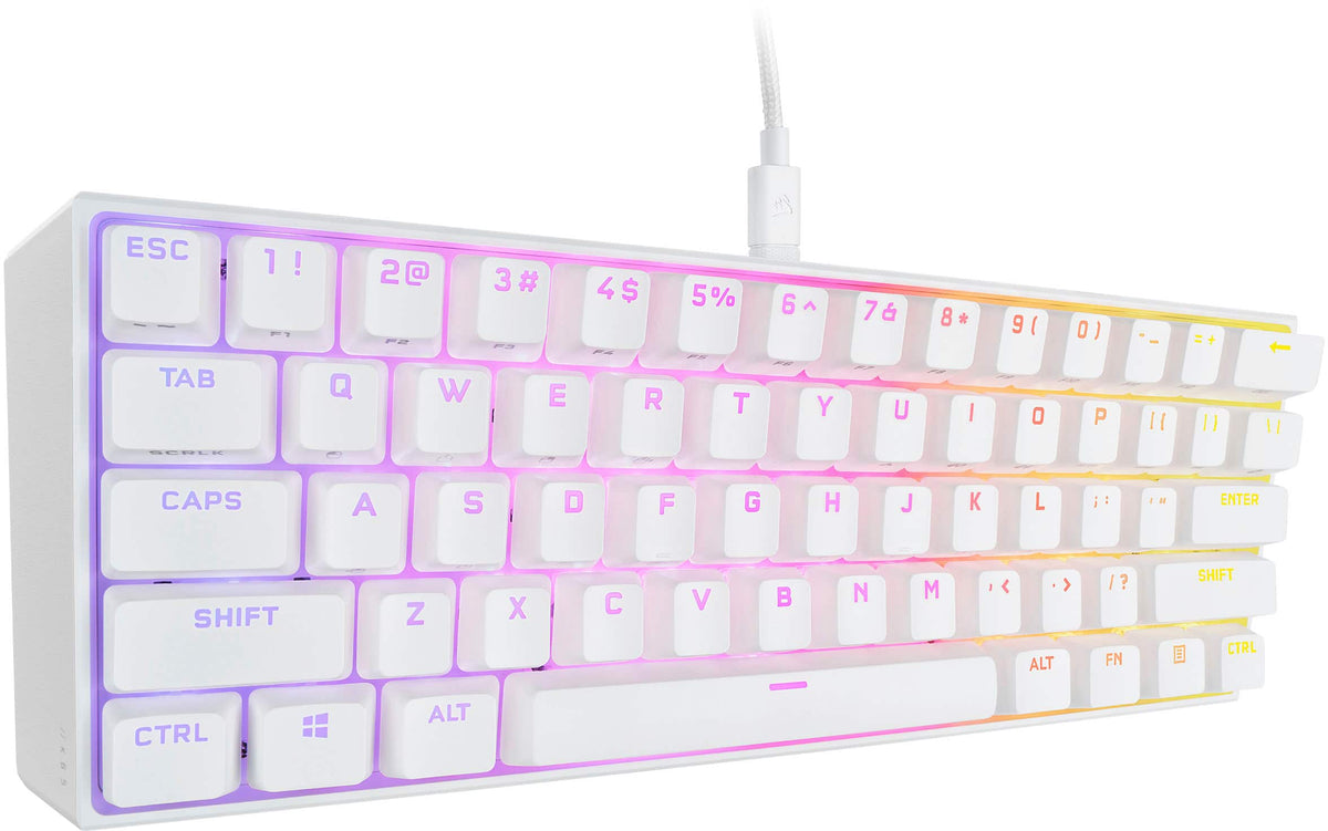 CORSAIR - K65 RGB Mini Wired 60% Mechanical Cherry MX SPEED Linear Switch Gaming Keyboard with PBT Double-Shot Keycaps - White