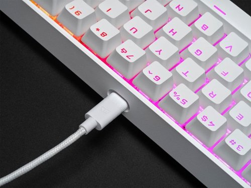 CORSAIR - K65 RGB Mini Wired 60% Mechanical Cherry MX SPEED Linear Switch Gaming Keyboard with PBT Double-Shot Keycaps - White