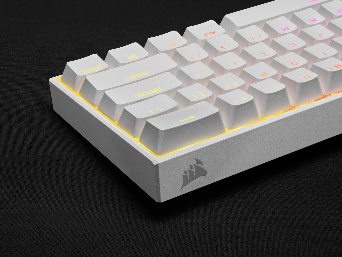 CORSAIR - K65 RGB Mini Wired 60% Mechanical Cherry MX SPEED Linear Switch Gaming Keyboard with PBT Double-Shot Keycaps - White