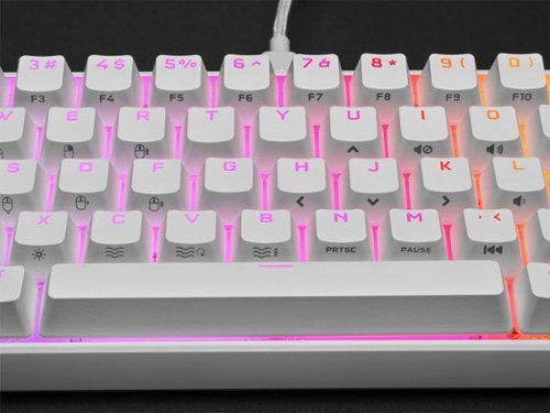 CORSAIR - K65 RGB Mini Wired 60% Mechanical Cherry MX SPEED Linear Switch Gaming Keyboard with PBT Double-Shot Keycaps - White