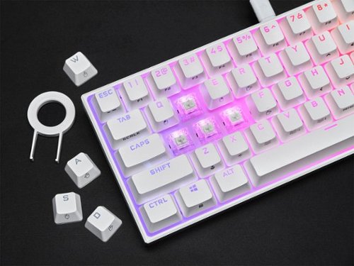CORSAIR - K65 RGB Mini Wired 60% Mechanical Cherry MX SPEED Linear Switch Gaming Keyboard with PBT Double-Shot Keycaps - White