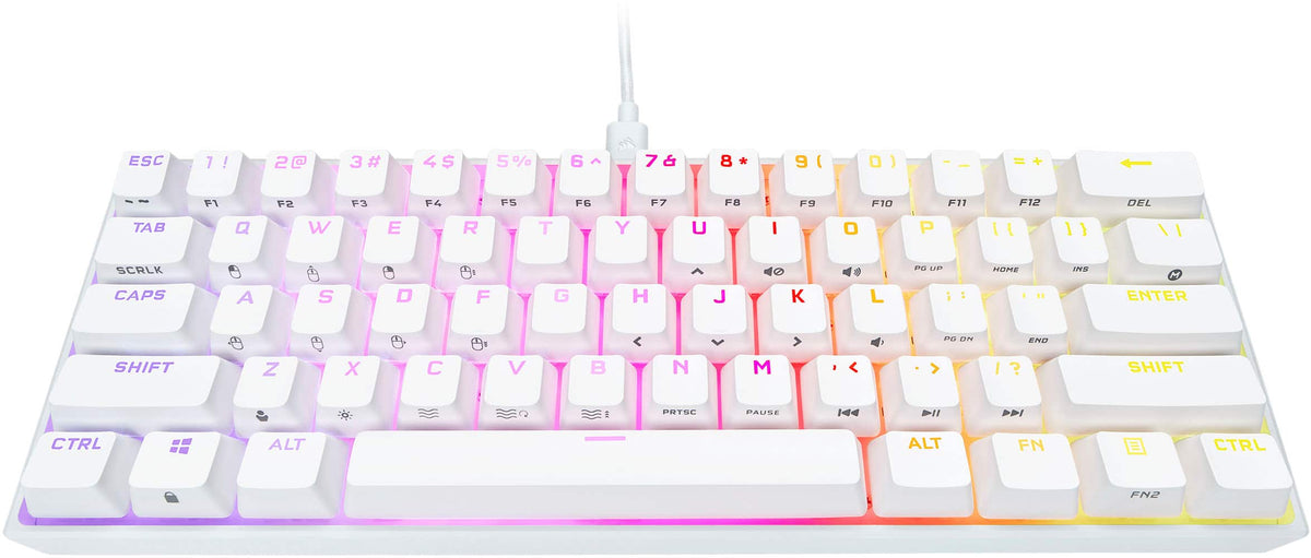 CORSAIR - K65 RGB Mini Wired 60% Mechanical Cherry MX SPEED Linear Switch Gaming Keyboard with PBT Double-Shot Keycaps - White