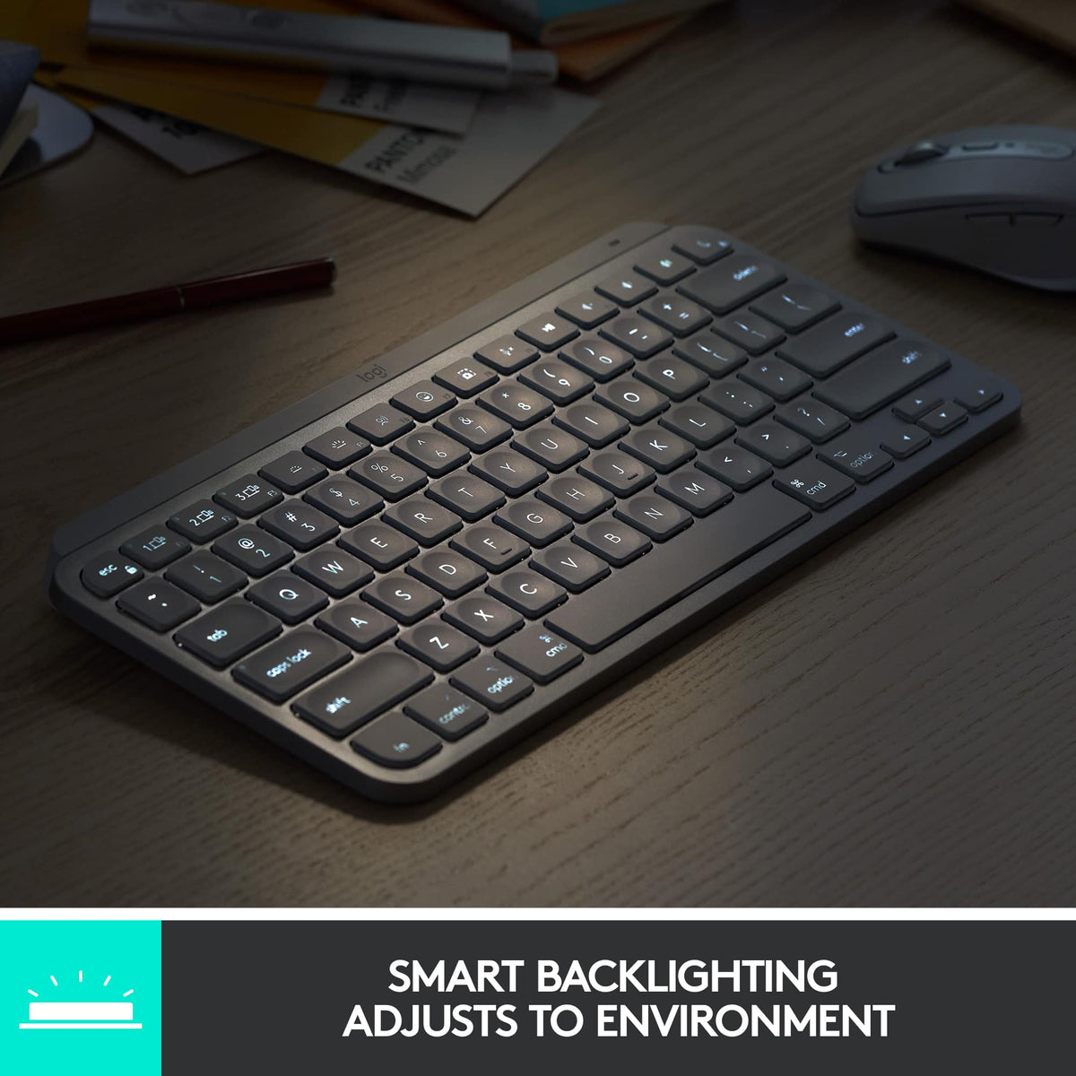 Logitech - MX Keys Mini TKL Wireless Bluetooth Scissor Keyboard with Backlit Keys - Pale Gray