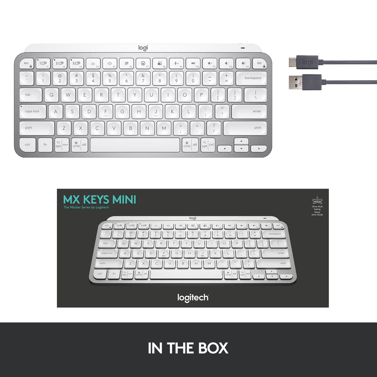 Logitech - MX Keys Mini TKL Wireless Bluetooth Scissor Keyboard with Backlit Keys - Pale Gray