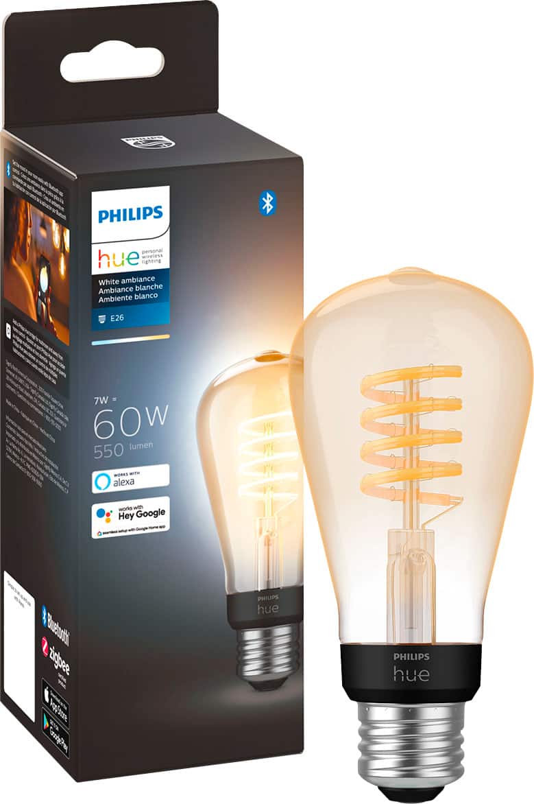 Philips - Hue Filament ST19 Bluetooth LED Smart Bulb - White Ambiance