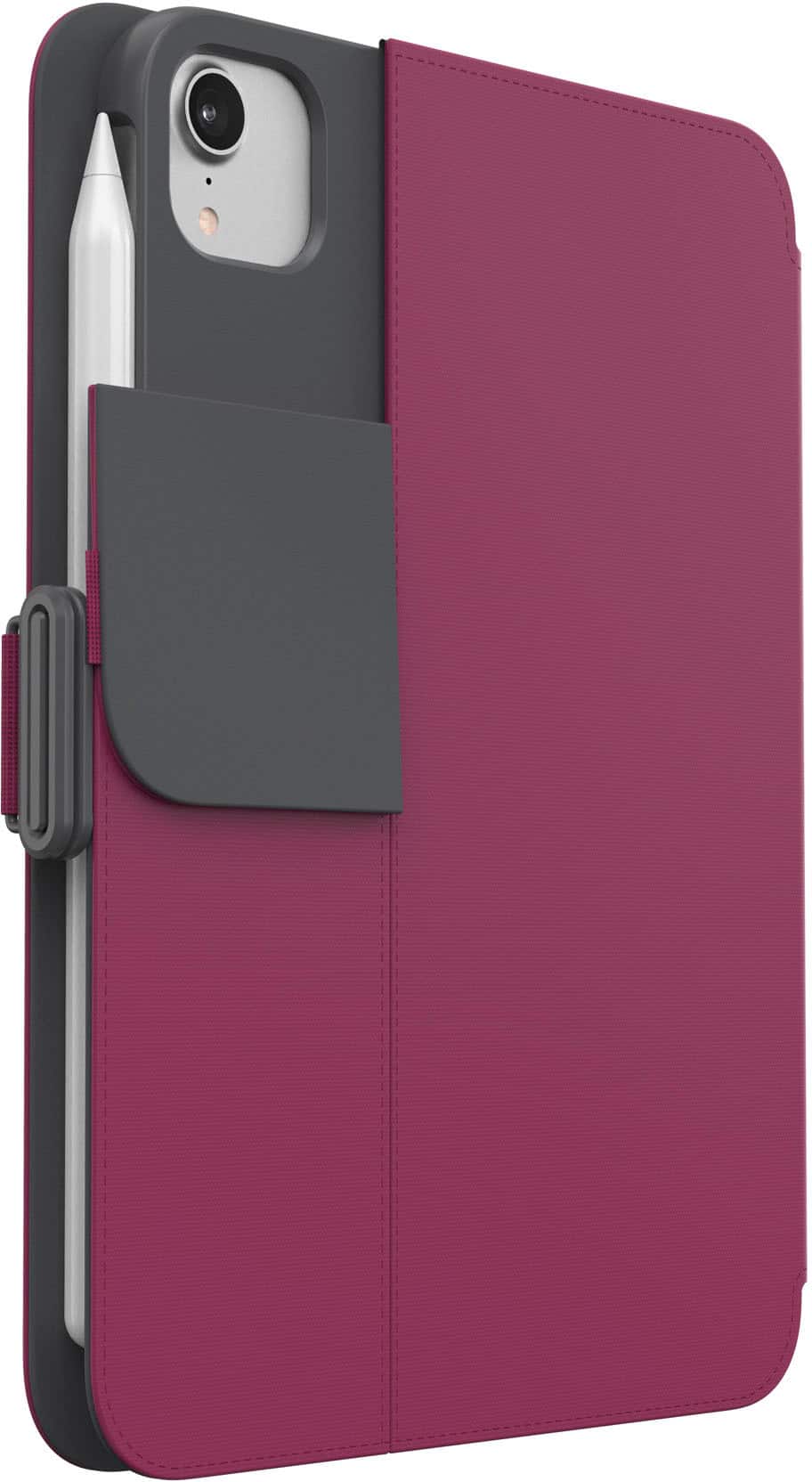Speck - Balance Folio Case with Microban for Apple iPad mini (A17 Pro) and Apple iPad mini (6th Generation 2021) - Verry Berry Red / Slate Grey