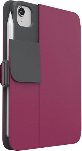 Speck - Balance Folio Case with Microban for Apple iPad mini (A17 Pro) and Apple iPad mini (6th Generation 2021) - Verry Berry Red / Slate Grey