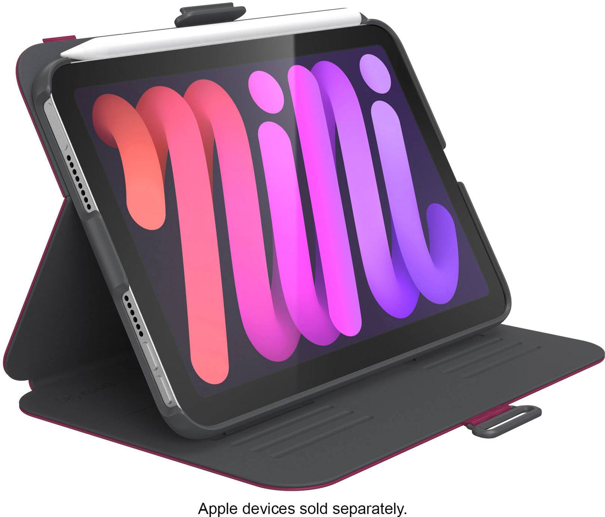 Speck - Balance Folio Case with Microban for Apple iPad mini (A17 Pro) and Apple iPad mini (6th Generation 2021) - Verry Berry Red / Slate Grey