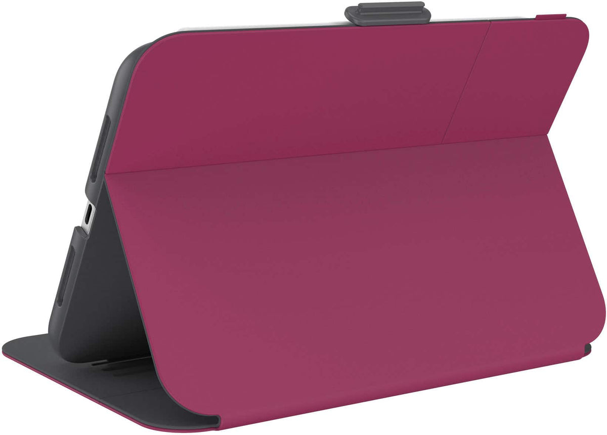 Speck - Balance Folio Case with Microban for Apple iPad mini (A17 Pro) and Apple iPad mini (6th Generation 2021) - Verry Berry Red / Slate Grey