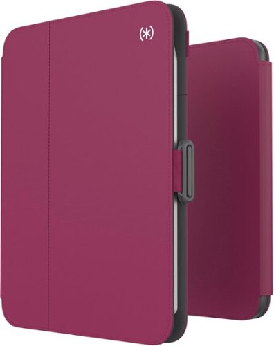 Speck - Balance Folio Case with Microban for Apple iPad mini (A17 Pro) and Apple iPad mini (6th Generation 2021) - Verry Berry Red / Slate Grey