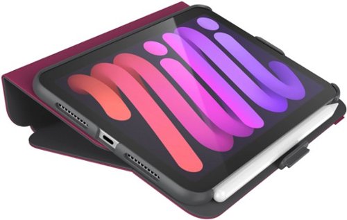 Speck - Balance Folio Case with Microban for Apple iPad mini (A17 Pro) and Apple iPad mini (6th Generation 2021) - Verry Berry Red / Slate Grey