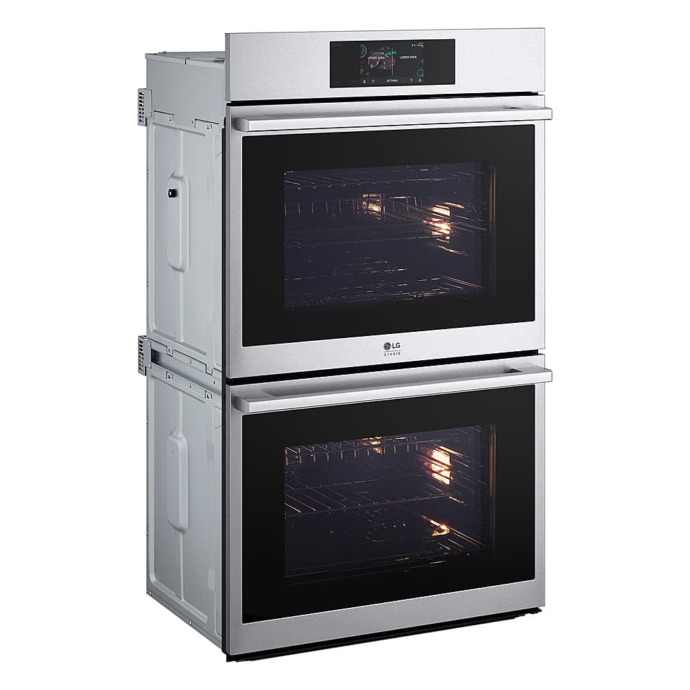 LG - STUDIO 30-in Wide Smart Built-In Electric Convection Double Wall Oven with Air Fry and Sous Vide - Stainless Steel
