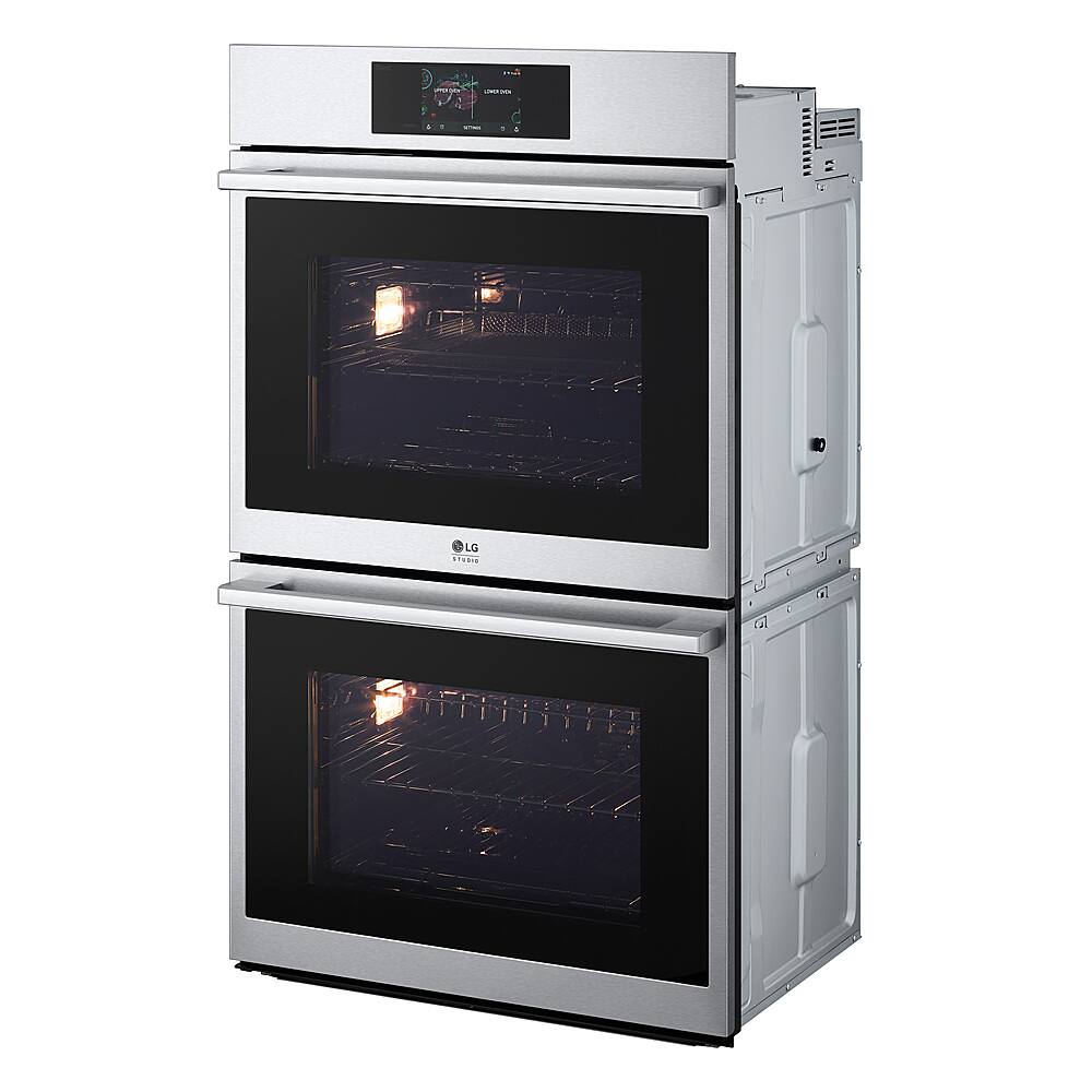 LG - STUDIO 30-in Wide Smart Built-In Electric Convection Double Wall Oven with Air Fry and Sous Vide - Stainless Steel