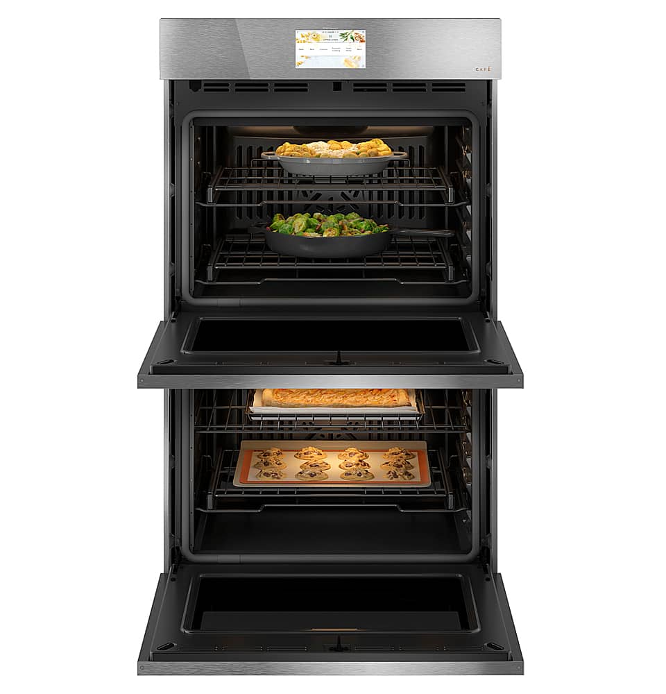 Café - 30" Built-In Double Electric Convection Wall Oven with True European Convection, In-Oven Camera, and Built-In Wi-Fi - Platinum Glass