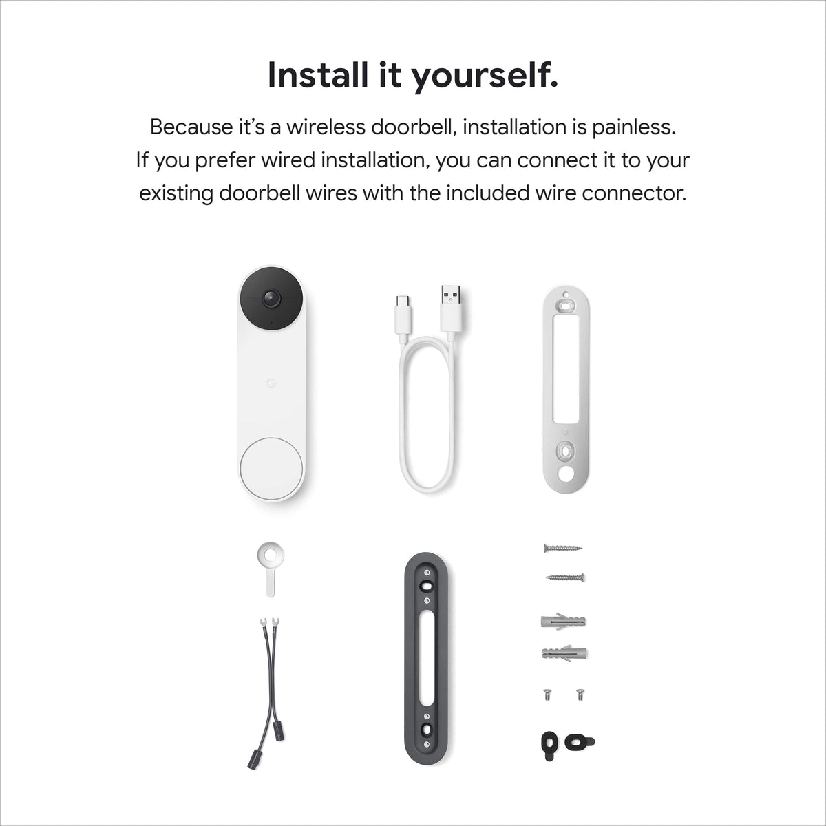 Google - Nest Wi-Fi Video Doorbell - Battery Operated - Snow