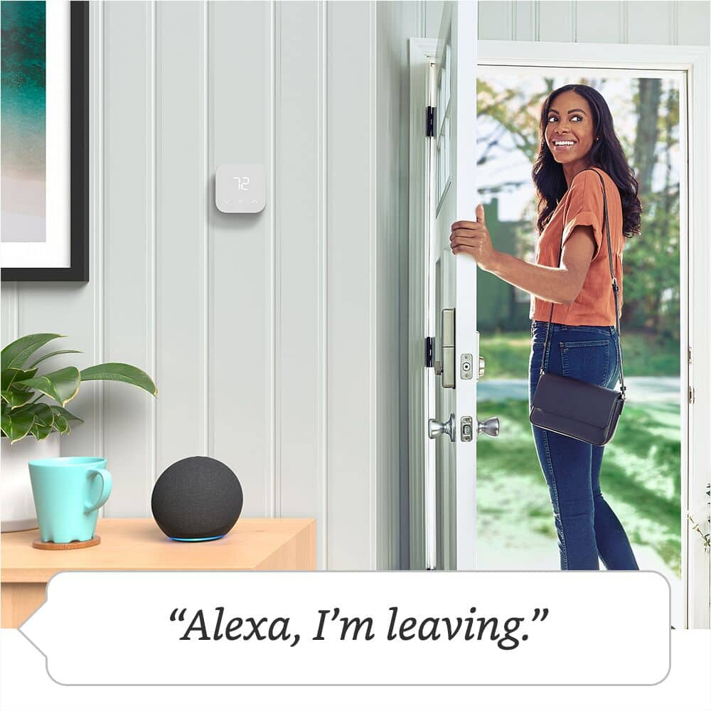Amazon - Smart Thermostat – Save money and energy - Works with Alexa and Ring - C-wire required - White