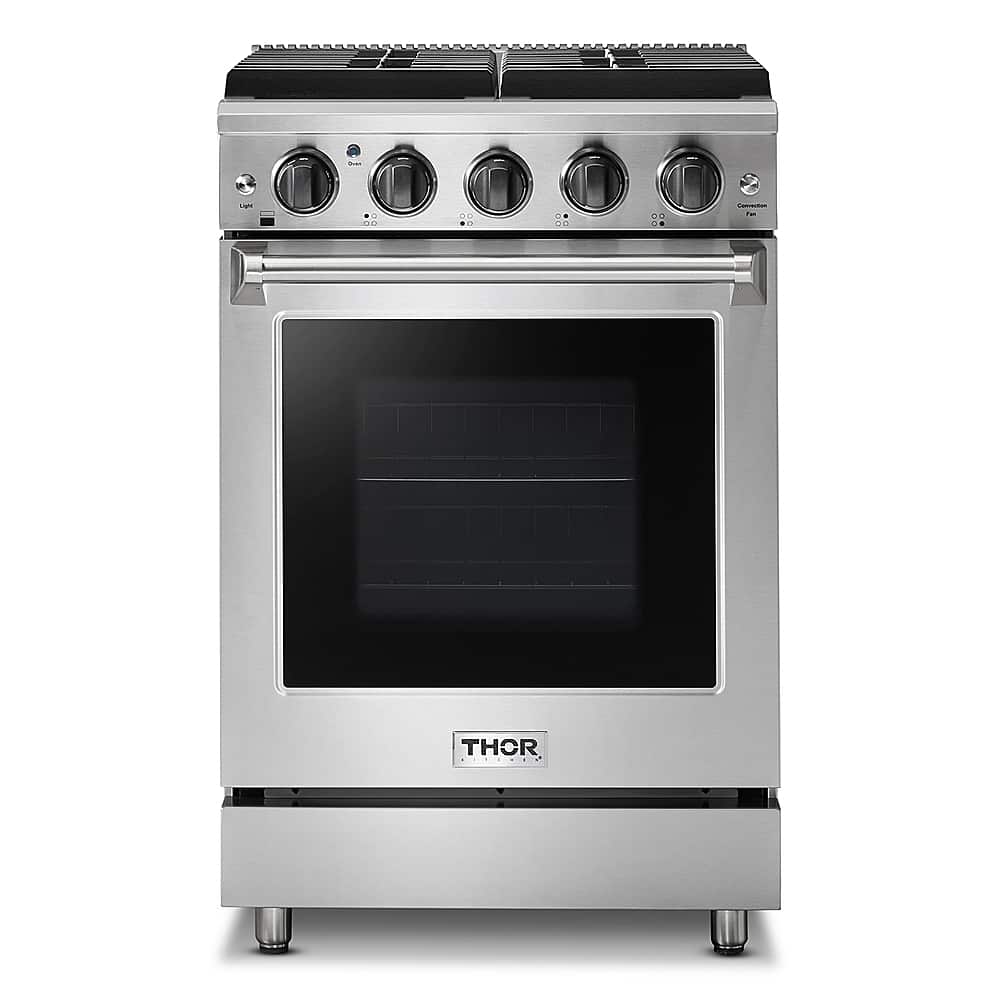 Thor Kitchen - 24 in. Wide 4 burner 3.7 Cu. Ft. Freestanding LP Range - Silver