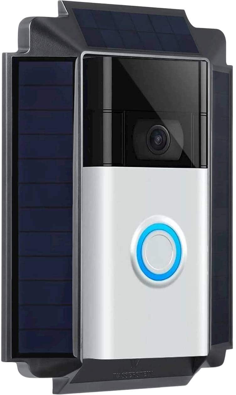 Wasserstein - Mountable Solar Charger For Ring Video Doorbell 1 (2nd Generation 2020) - Black