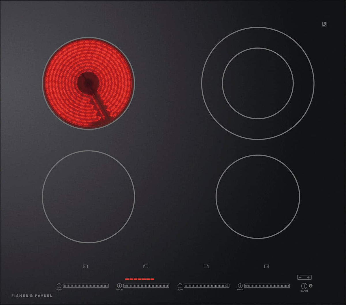 Fisher & Paykel - 24 in. Wide 4 Element Built-In Electric Ceramic Cooktop - Black