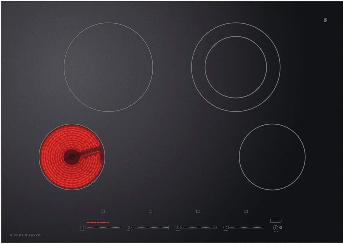 Fisher & Paykel - 30 in. Wide 4 Element Built-In Electric Ceramic Cooktop - Black