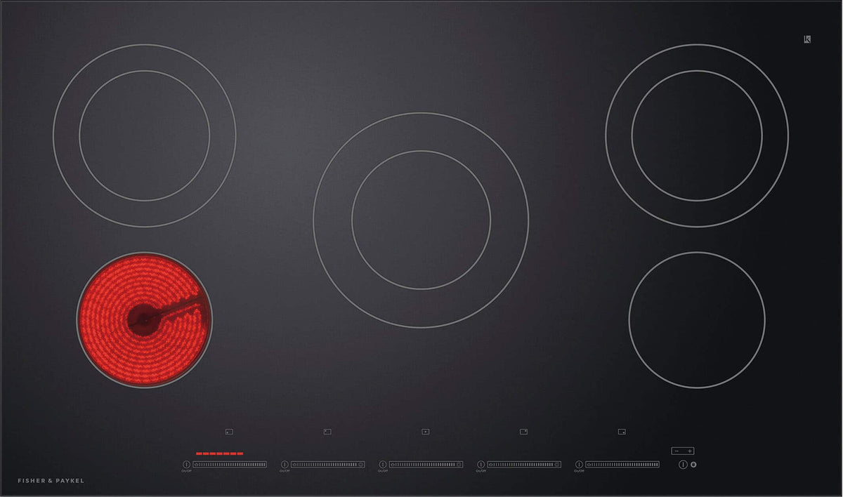 Fisher & Paykel - 36 in. Wide 5 Element Built-In Electric Ceramic Cooktop - Black