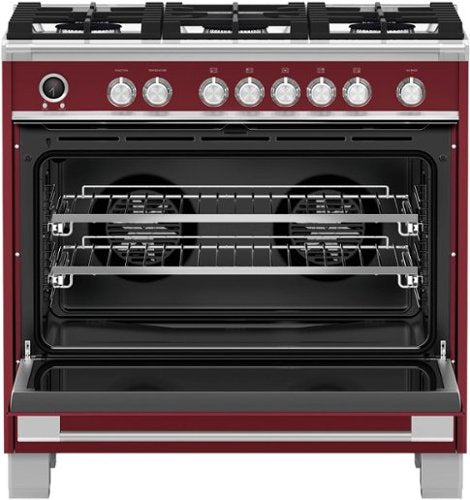 Fisher & Paykel - 36 in. Wide 5 Burner 4.9 Cu. Ft. Self-Cleaning Dual Fuel Range - Red