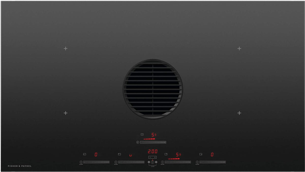 Fisher & Paykel - 36 in. Wide 4 Element Downdraft Induction Cooktop Duct Out - Black
