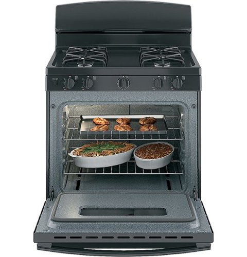 GE - 30 in. Wide 4 Burners 4.8 Cu. Ft. Freestanding Gas Range - Black