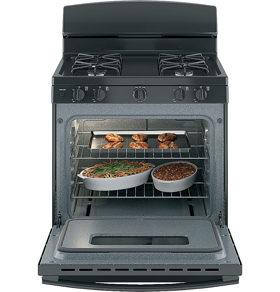GE - 30 in. Wide 4 Burners 4.8 Cu. Ft. Freestanding Gas Range - Black