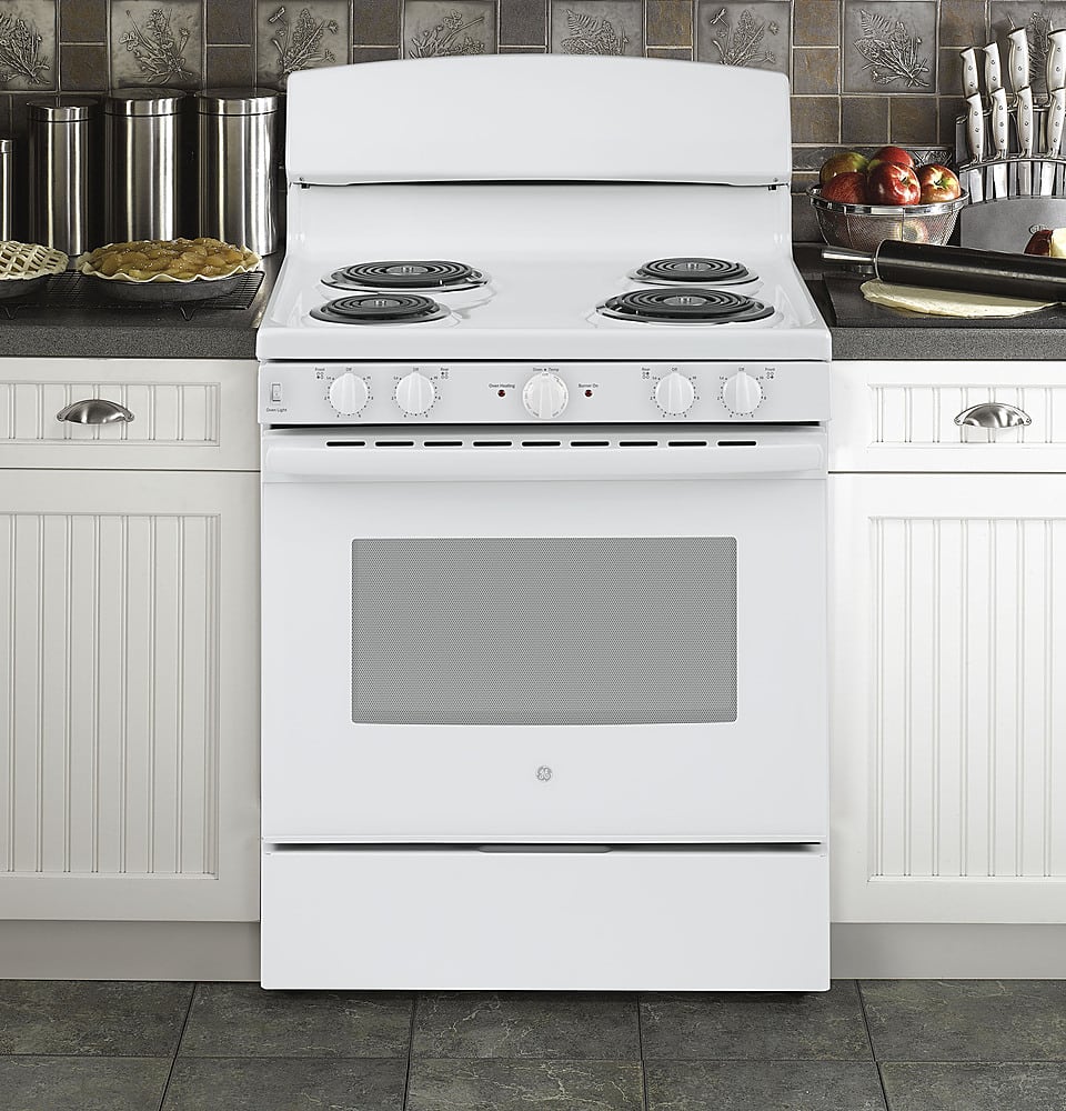 GE - 30 in. Wide 4 Elements 5.0 Cu. Ft. Freestanding Electric Range - White