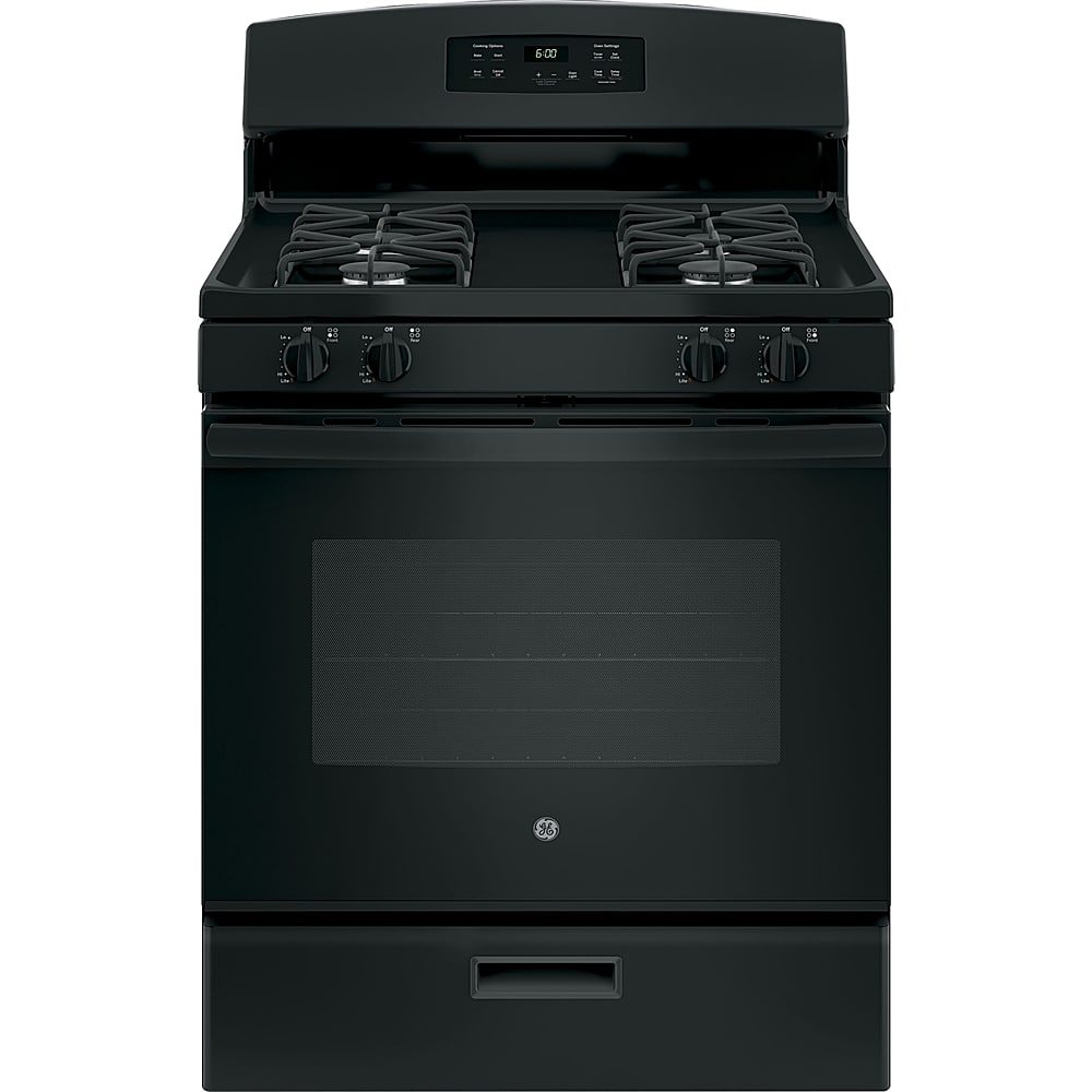 GE - 30 in. Wide 4 Burners 4.8 Cu. Ft. Freestanding Gas Range - Black