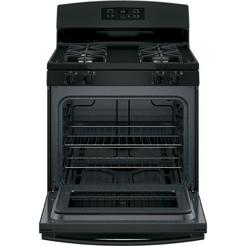 GE - 30 in. Wide 4 Burners 4.8 Cu. Ft. Freestanding Gas Range - Black