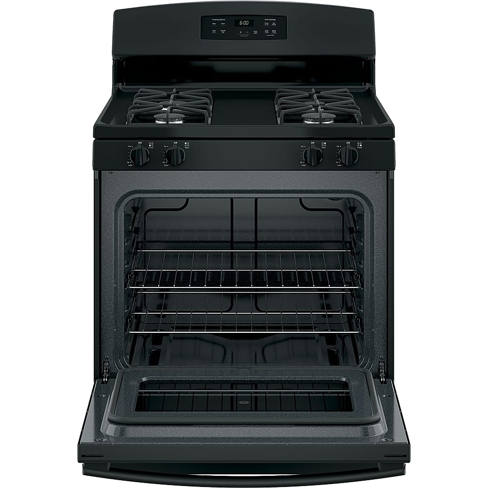 GE - 30 in. Wide 4 Burners 4.8 Cu. Ft. Freestanding Gas Range - Black