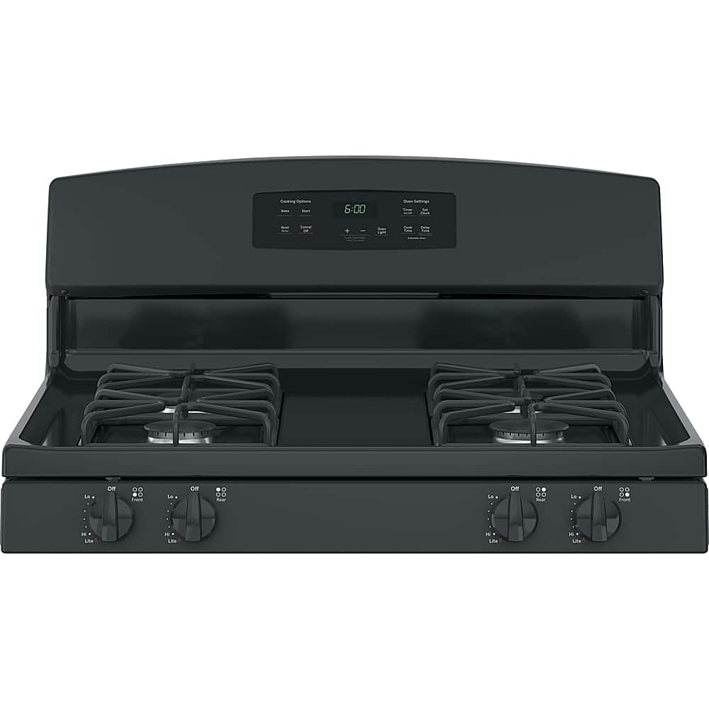 GE - 30 in. Wide 4 Burners 4.8 Cu. Ft. Freestanding Gas Range - Black