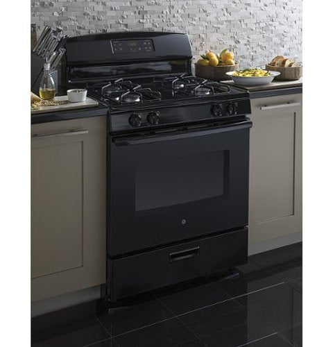 GE - 30 in. Wide 4 Burners 4.8 Cu. Ft. Freestanding Gas Range - Black