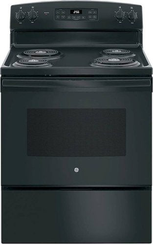 GE - 30 in. Wide 4 Elements 5.0 Cu. Ft. Freestanding Electric Range with Self-Cleaning and Porcelain-Enamel Cooktop Surface - Black