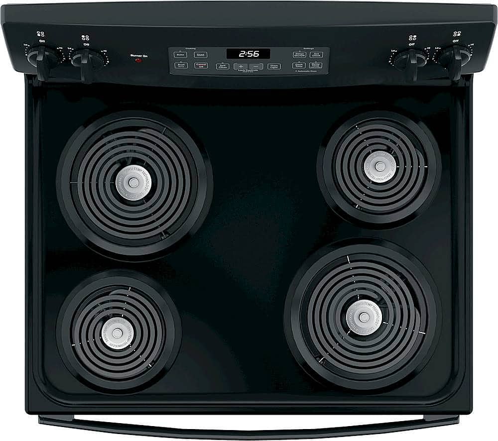 GE - 30 in. Wide 4 Elements 5.0 Cu. Ft. Freestanding Electric Range with Self-Cleaning and Porcelain-Enamel Cooktop Surface - Black