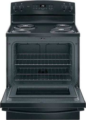 GE - 30 in. Wide 4 Elements 5.0 Cu. Ft. Freestanding Electric Range with Self-Cleaning and Porcelain-Enamel Cooktop Surface - Black
