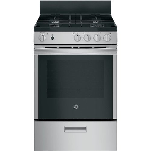 GE - 24 in. Wide 4 Burners 2.9 Cu. Ft. Freestanding Gas Range - Stainless Steel