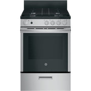 GE - 24 in. Wide 4 Burners 2.9 Cu. Ft. Freestanding Gas Range - Stainless Steel